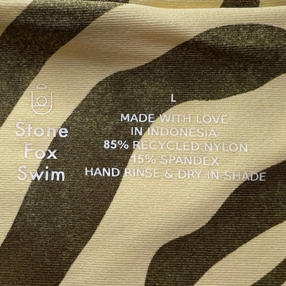 NWT Stone Fox Swim Roca Bikini Bottom, Distressed, Earth Zebra Print, size Large - Picture 7 of 15